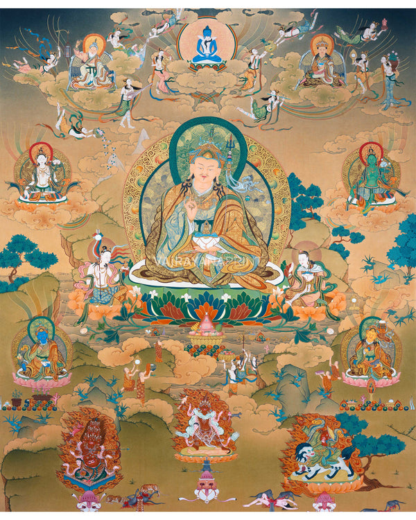 Guru Rinpoche Thangka, Guru Padamsambhava, High Quality Giclee Canvas Print, Digital Print