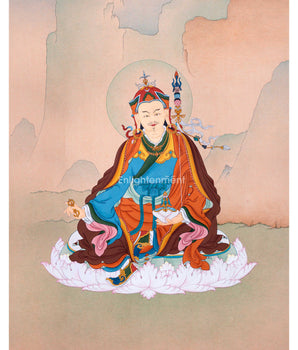 Guru Padmasambhava Teachings Practice Thangka Painting | Traditionaly Hand-Painted Lotus Born Master Thangka Art