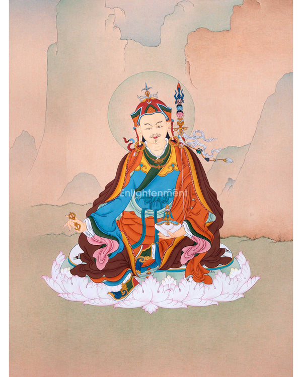 Guru Padmasambhava Teachings Practice Thangka Painting | Traditionaly Hand-Painted Lotus Born Master Thangka Art