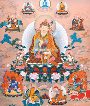 Guru Sangye Thangka | Hand Painted Art of Guru Rinpoche's Eight Manifestation | The Lotus Born