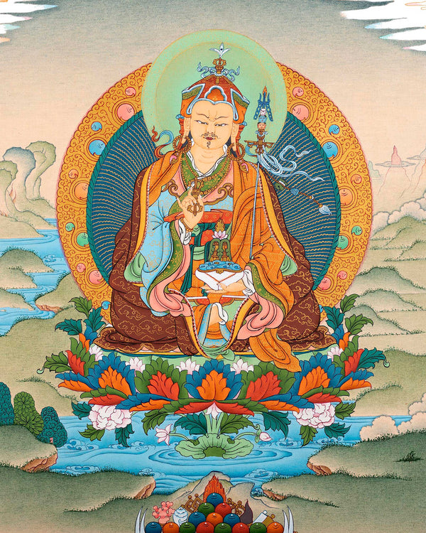 Traditional Guru Rinpoche Thangka | Padmasambhava Acrylics Painting