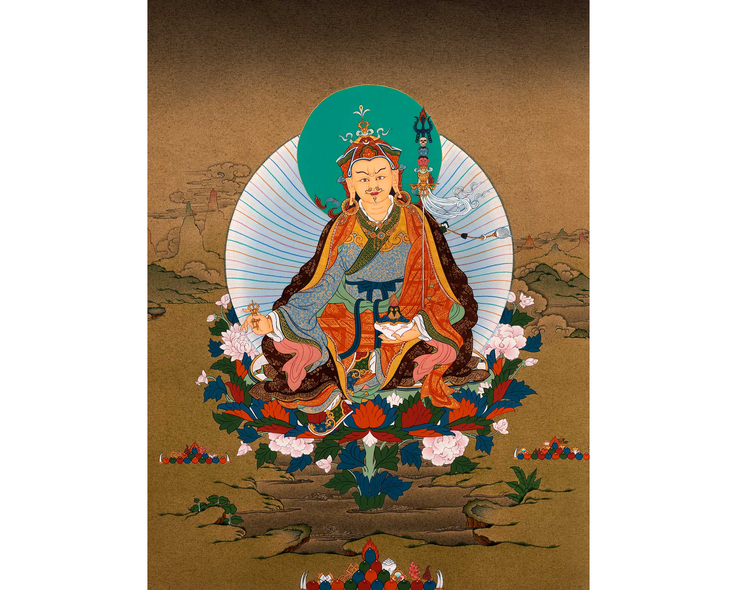 Wrathful Padmasambhava Thangka Painting | Himalayan Buddhist Art