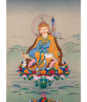 Sacred Guru Rinpoche Thangka | Handpainted Artwork For Mantra Practice | Authentic Tibetan Art