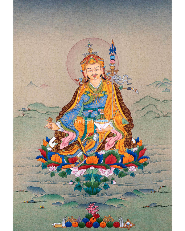 Sacred Guru Rinpoche Thangka | Handpainted Artwork For Mantra Practice | Authentic Tibetan Art