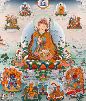 Guru Sangey Thangka| Padmasambhava and the Eight Manifestation | Traditional Tibetan Thangka