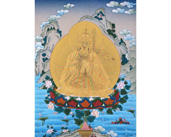 Guru Rainbow Body, Padmasambhava Thangka, Tibetan Art