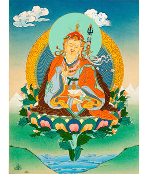 Tibetan Guru Rinpoche Painting | Small Thangka of Guru Padmasambhava