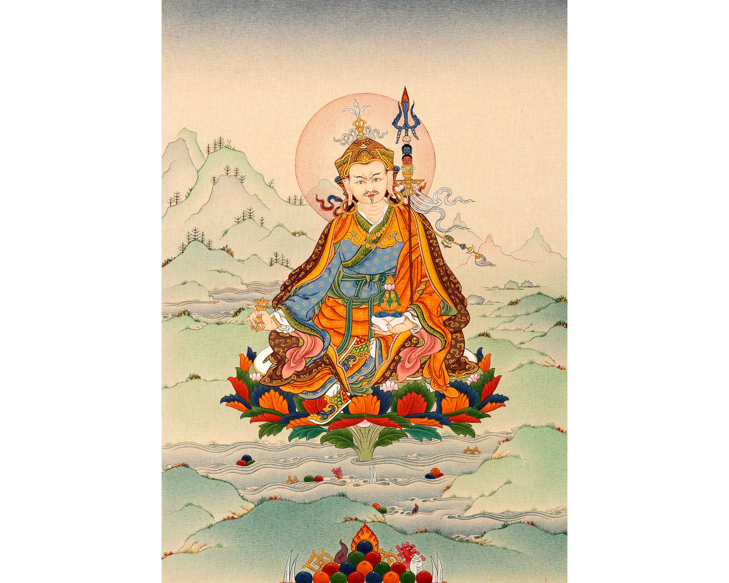 Guru Padmasambhava Thangka Art | Originally Hand Painted Tibetan Artwork