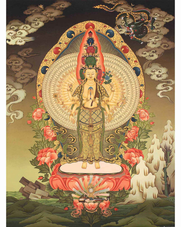 Hand painted Avalokiteshvara Thangka