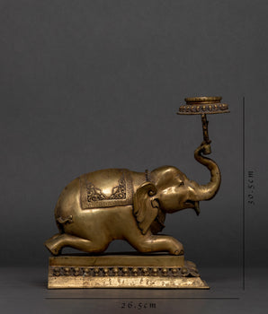 Elephant Lotus Lamp Set  | Himalayan Art