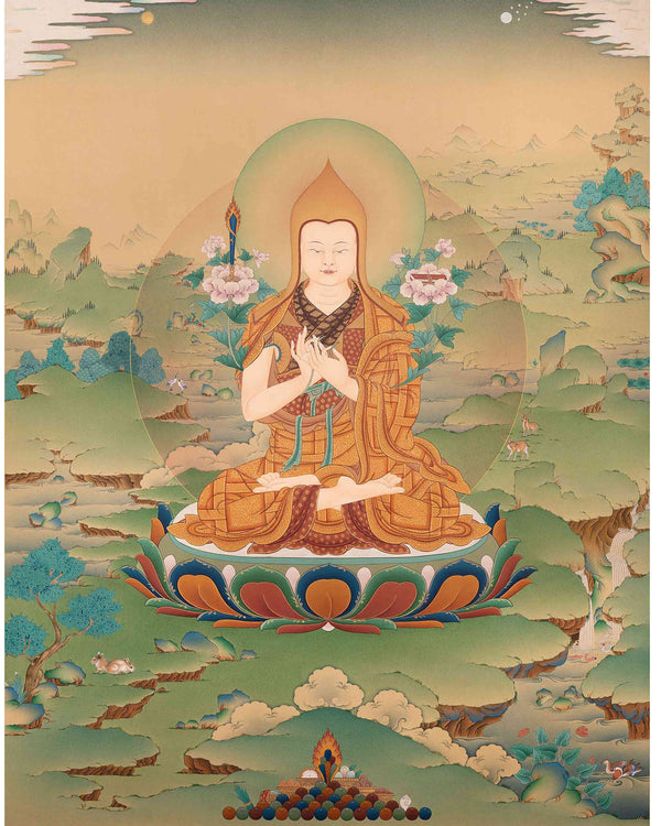 Je Tsongkhapa, Je rinpoche, Tibetan Thangka Painting, High Quality Canvas Print