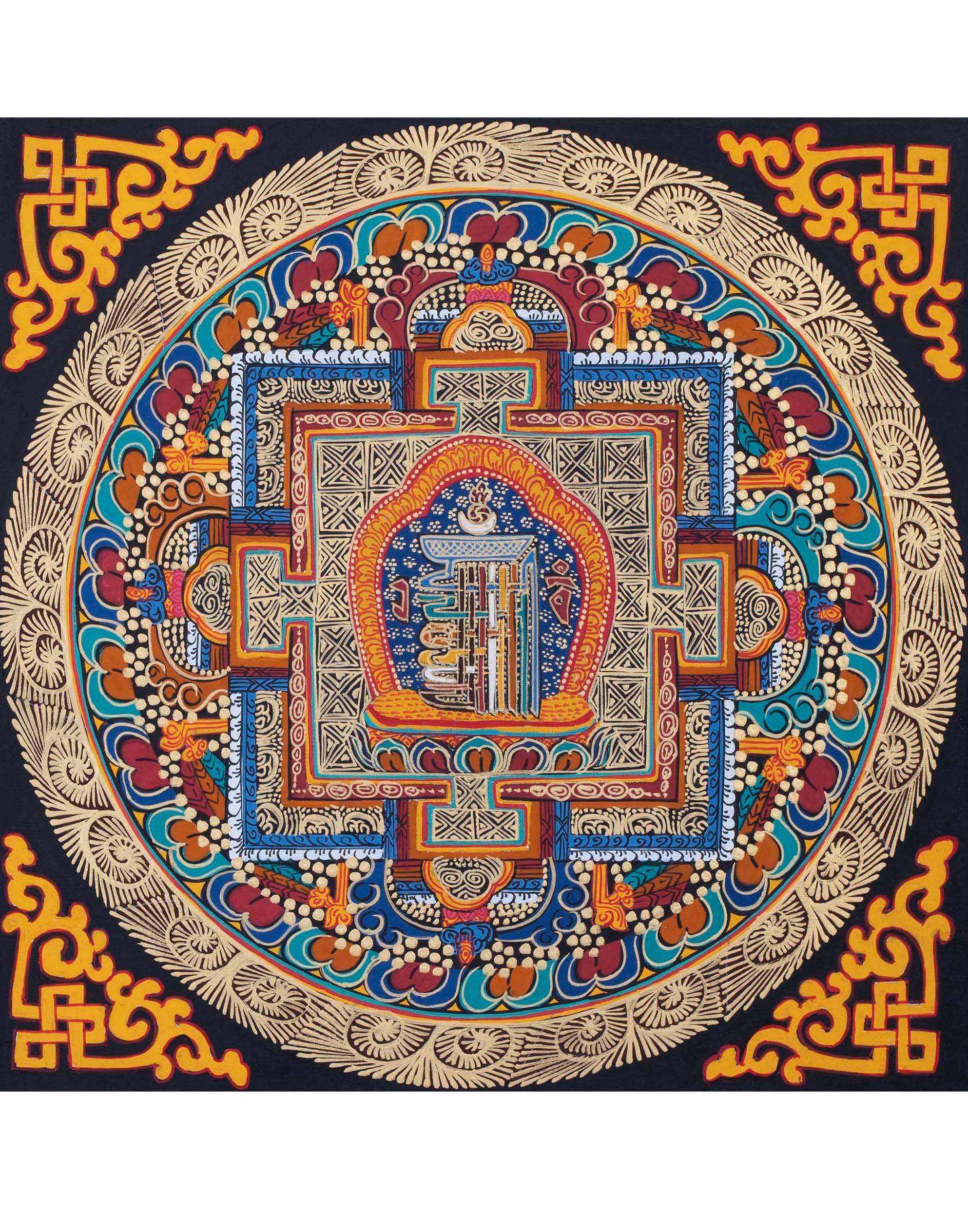 Kalachakra Symbol Mandala | Small Size Wall Decoration Painting