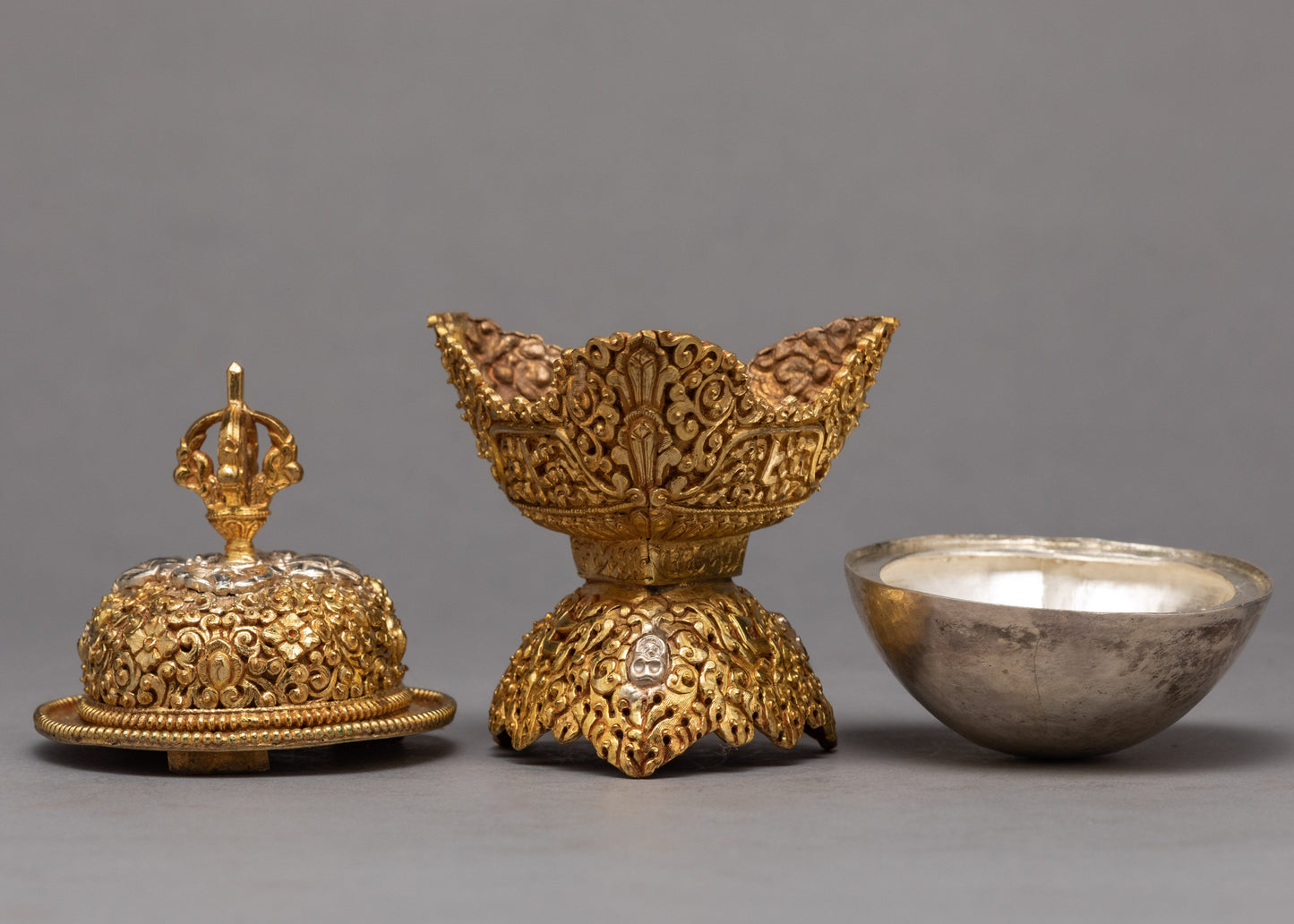 Gold Plated Kapala Set | Buddhist Ritual Items