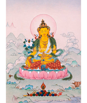 Ksitigarbha Painting | Tibetan Buddhist Art of Earth Treasury | Bodhisattva Of Great Vow