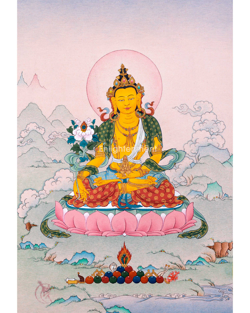 Ksitigarbha Painting | Tibetan Buddhist Art of Earth Treasury | Bodhisattva Of Great Vow