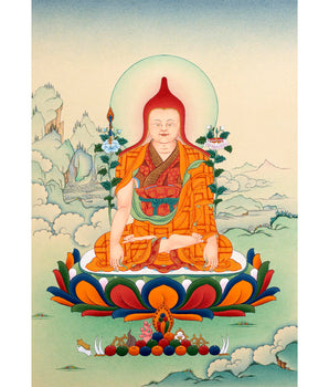 Longchenpa Thangka | Traditional Tibetan Thangka | includes brocade