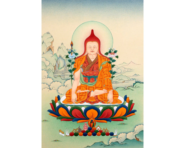 Longchenpa Thangka | Traditional Tibetan Thangka | includes brocade