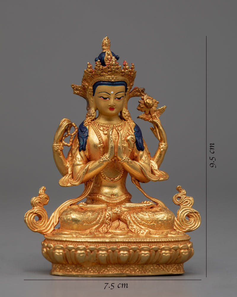 Miniature Chenrezig Sculpture | Buddhist Compassionate Bodhisattva