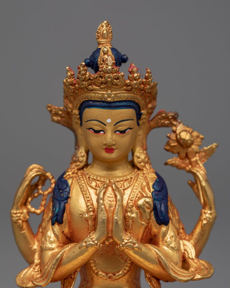 Miniature Chenrezig Sculpture | Buddhist Compassionate Bodhisattva