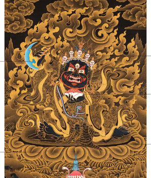 24K Gold Mahakala Bernagchen Thangka | Buddhist Tibetan Art