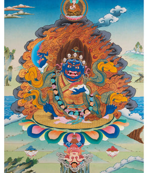 Traditional Tibetan Mahakala Art | Hand-Painted Mahakala Bernagchen Thangka