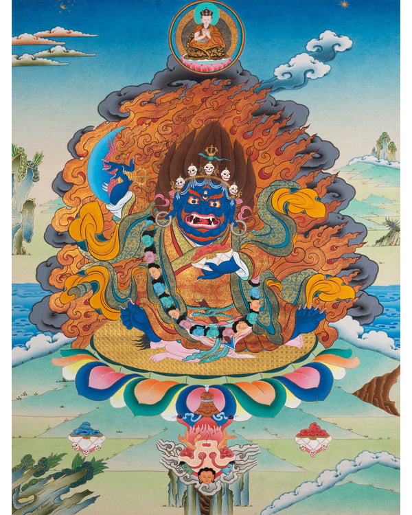 Traditional Tibetan Mahakala Art | Hand-Painted Mahakala Bernagchen Thangka