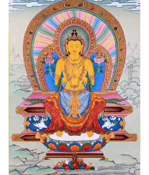 Traditional Maitreya Buddha Thangka | Future Enlightened One | Religious Wall Art