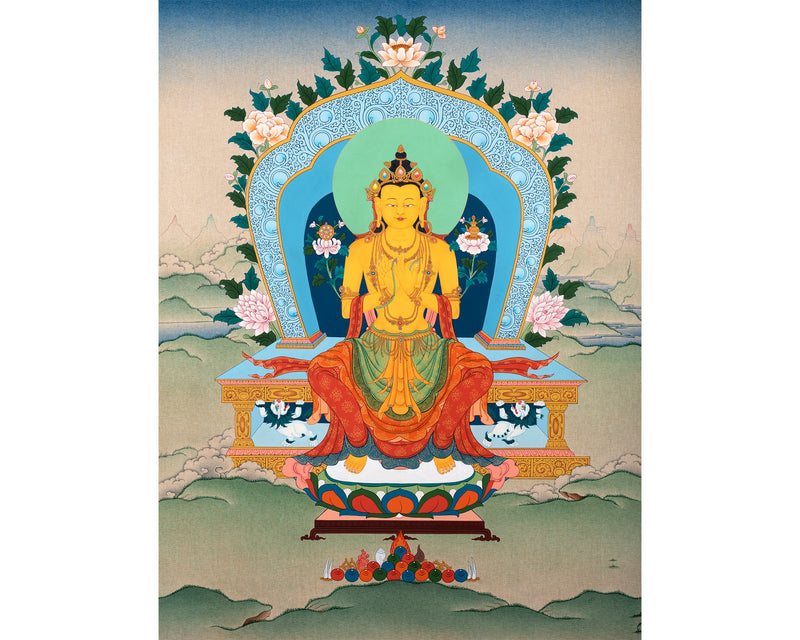 Arya Maitreya Buddha Thangka, Traditional Tibetan Thangka Painting