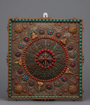 Rectangle Mandala Art | Gemstones Embedded