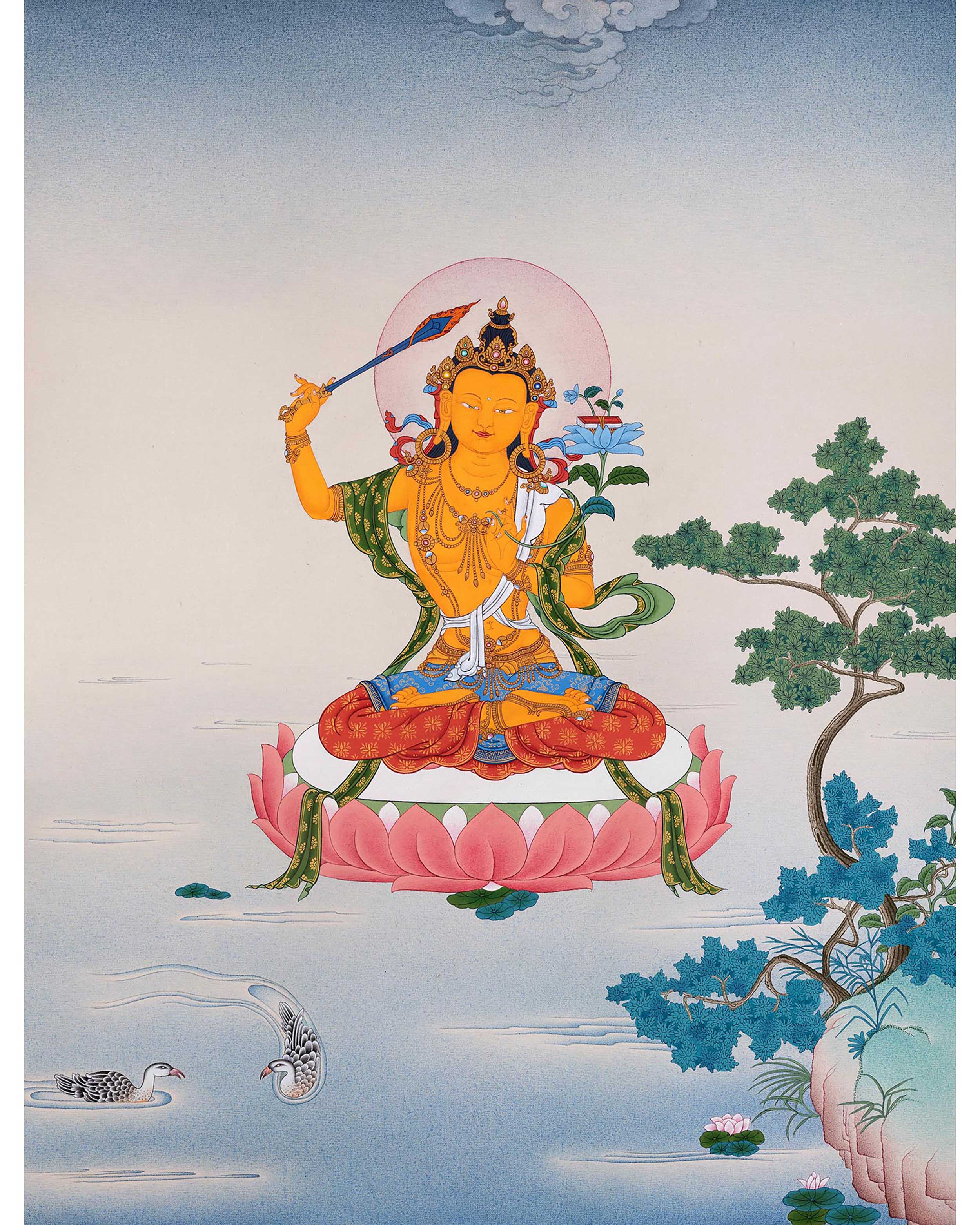 Manjushri Bodhisattva | Karma Gadri Style Thangka