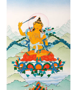 Bodhisattva Manjushri Thangka | Traditionally Hand Painted Buddhist Art