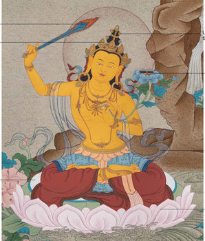 Thangka Artistry of Manjushri | Embodiment of Supreme Wisdom | For Spiritual Awakening