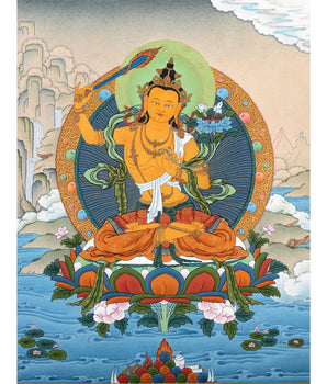 Manjushri Bodhisattva Thangka, Tibetan Thangka Painting