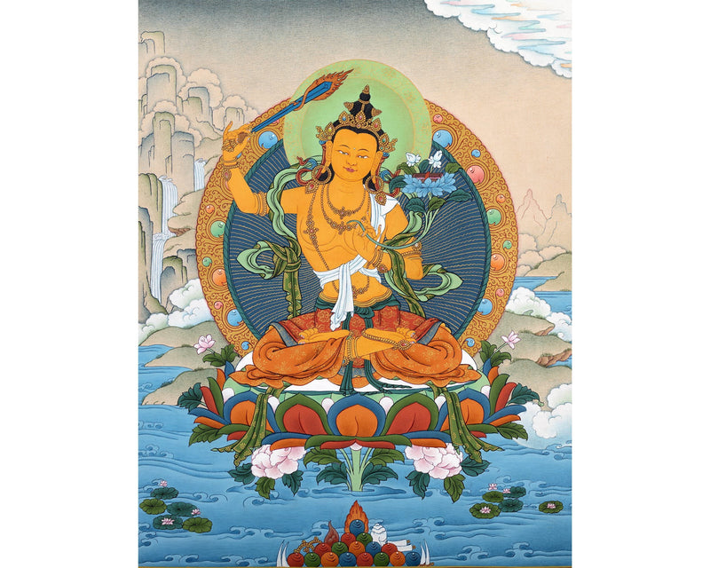 Manjushri Bodhisattva Thangka, Tibetan Thangka Painting