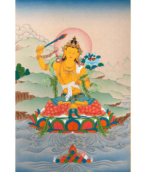Manjushri, Bodhisattva Manjushree Thangka, Tibetan Buddhist Painting