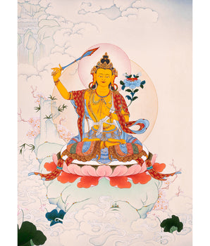 Wisdom Buddha Manjushri, Tibetan Thangka Art