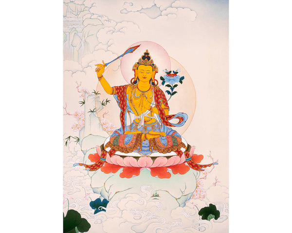 Wisdom Buddha Manjushri, Tibetan Thangka Art