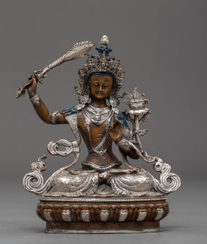 Silver Plated Manjushri Statue