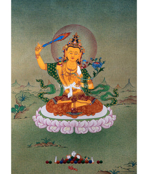 Manjushri, The Tibetan Wisdom Deity Himalayan Thangka | Traditional Himalayan Bodhisattva Art