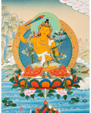 Manjushri Art Thangka | Finely Hand Painted in Cotton Canvas