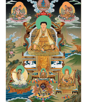 Marpa With Others Deities Thangka | Traditional Buddhist Art