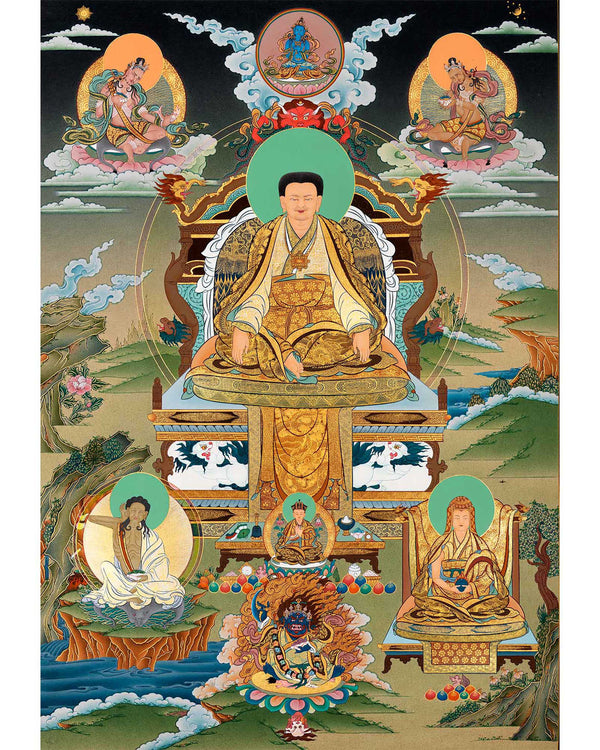 Marpa With Others Deities Thangka | Traditional Buddhist Art