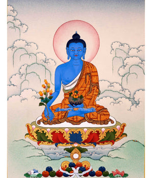 Medicine Buddha Tibetan Thangka Art For Healing Practice | Traditionally Hand-Painted Buddhist Art