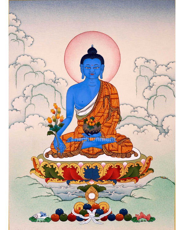 Medicine Buddha Tibetan Thangka Art For Healing Practice | Traditionally Hand-Painted Buddhist Art