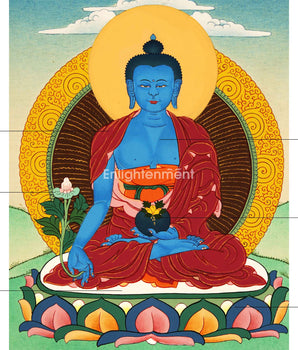 Discover The Enlightening Medicine Buddha Thangka | Handpainted Traditional Artwork