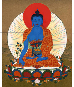 Buddha Of Medicine Bhaishajyaguru Thangka | Traditional Buddhist Art