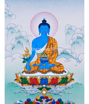 Hand-Painted Thangka For Medicine Buddha Mantra Practice | Traditional Tibetan Buddhist Art
