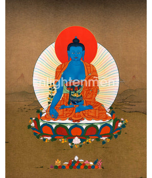 Buddha Medicine Thangka For Meditation & Healing | Traditonal Bhaisajyaguru, Healing Buddha Art