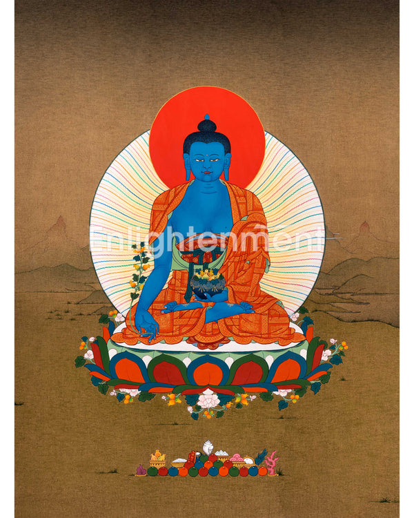 Buddha Medicine Thangka For Meditation & Healing | Traditonal Bhaisajyaguru, Healing Buddha Art