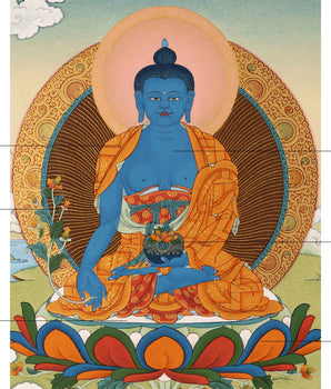 Healing Buddha Thangka | Traditionally Painted Medicine Buddha Art